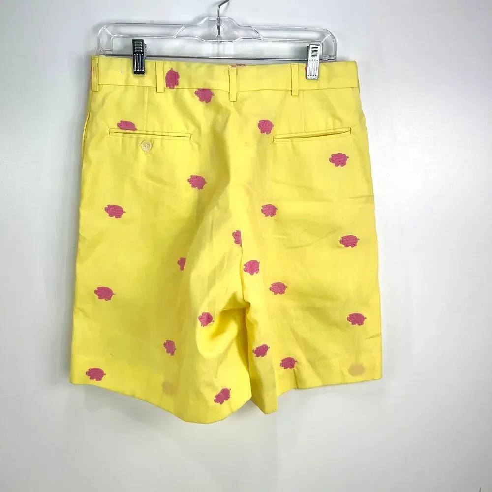 Murray's Togglery Shop Nantucket Embroidered Pig Shorts Yellow